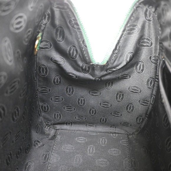 MUST DE CARTIER 2C Logo Hand Bag Leather Green Gold Made In Spain 35RH796 - Picture 11 of 15